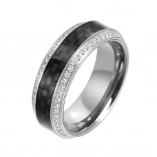 8 mm Tungsten band with Eternity Cubic Zirconia